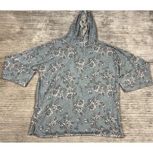 Star Vixen Hoodie Womens 2X Blue Floral Long Sleeve Knit Lightweight Polyester